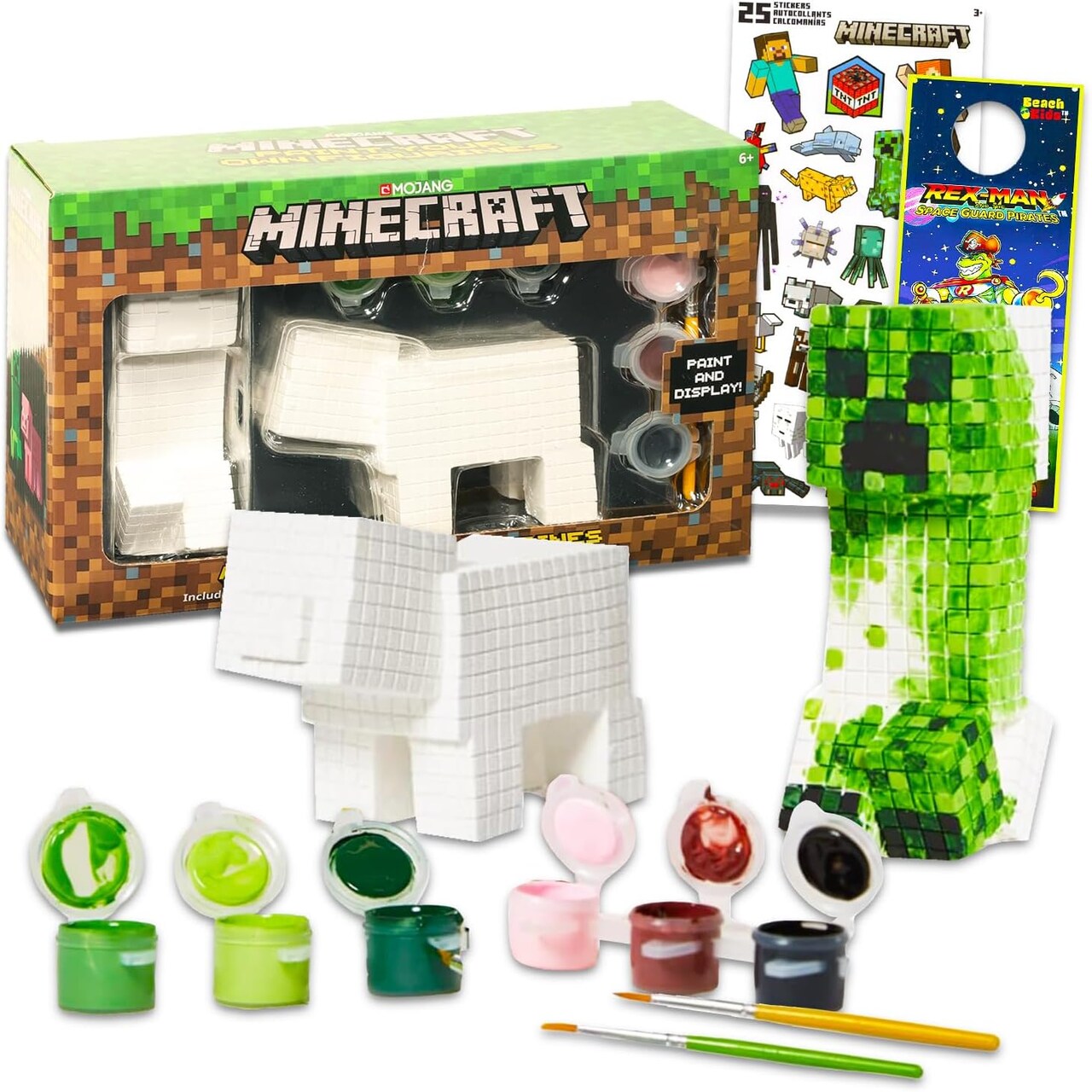 Paint Your Own Figurines Set - Bundle with DIY Painting Set Featuring Minecraft, & More | Minecraft Painting Kit for Kids